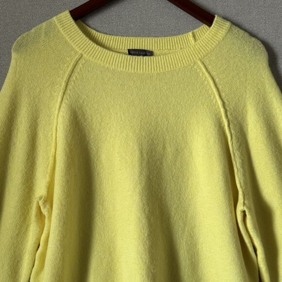 Vince Camuto Yellow Sweater Crew Neck Knit Balloon Sleeve Pullover Size S Cozy - Picture 4 of 6